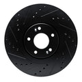 R1 20-25 Hyundai Palisade Front Left Drilled & Slotted Black Brake Rotor