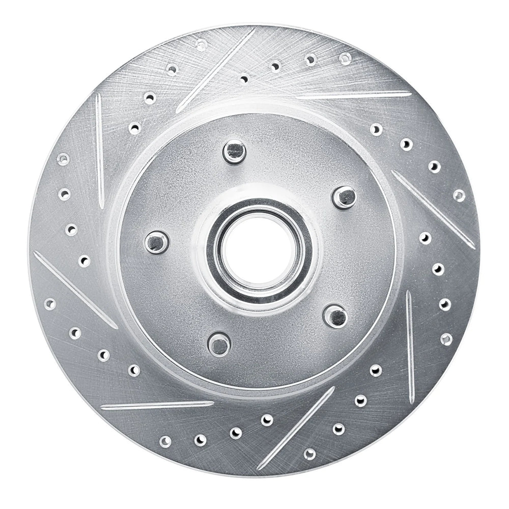 R1 90-90 Cadillac BROUGHAM Front Left Drilled & Slotted Silver Brake Rotor