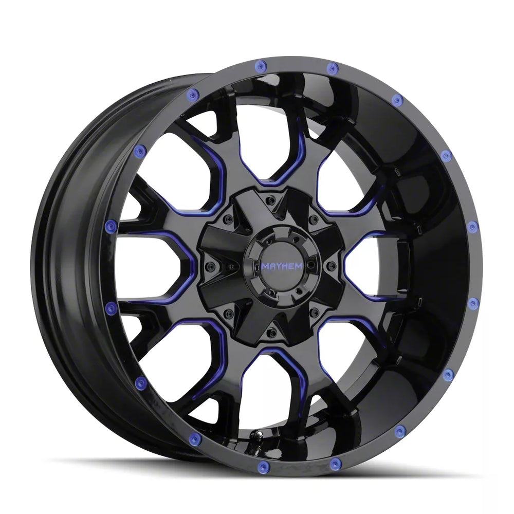 ~(34 lbs. 19X19X10)~ WARRIOR (8015) BLACK W/PRISM BLUE 17X9 8-165.1/8-170 -12mm 130.8mm