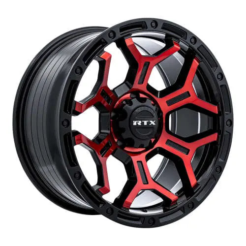 GOLIATH 18X9 5X127 ET15 CB71.5 GLOSS BLACK MACHINED RED SPOKE