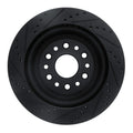 R1 19-25 Ram 1500 Rear Right Drilled & Slotted Black Brake Rotor