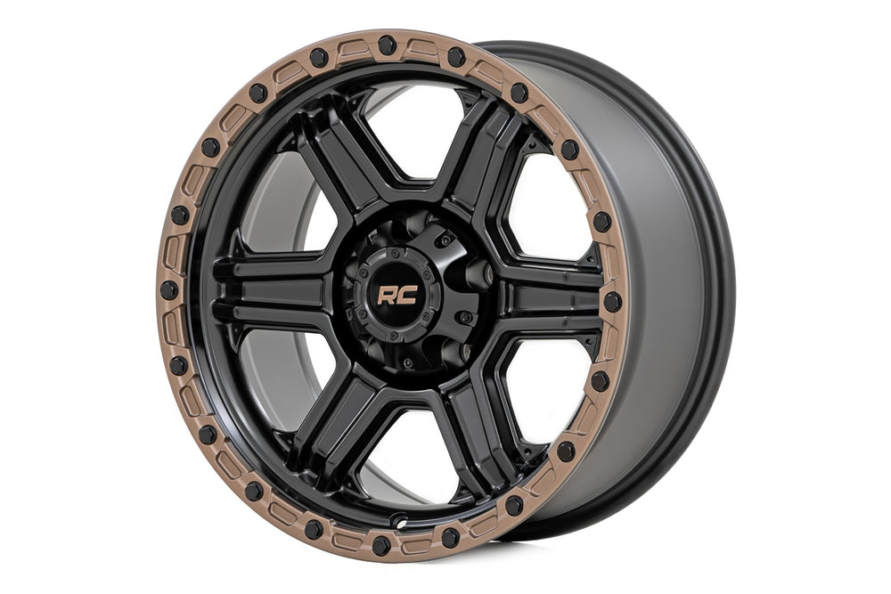 Rough Country 79 Series Wheel One-Piece Semi Gloss Black w/Bronze Ring 17x8.5 5x5.0 0mm