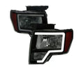 HEALIGHTS WITH LED BAR BLACK HOUSING AND SMOKED LENS USES STOCK H13 BULBS