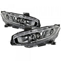 1621 CIVIC HALOGEN MODELS PROJECTOR HEADLIGHT OE CHROME
