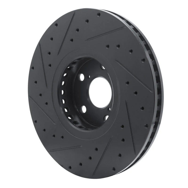 R1 06-20 Lexus IS350 Right Front Drilled & Slotted Black Brake Rotor