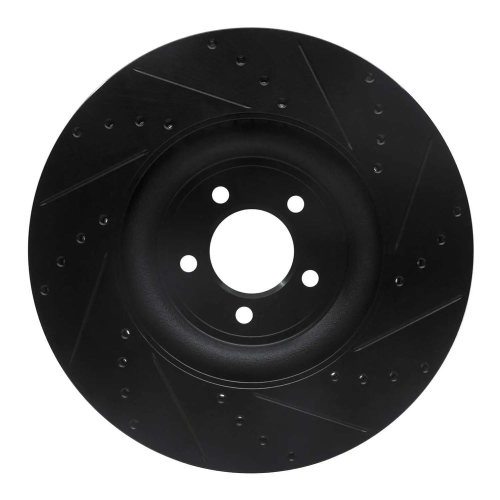 R1 06-21 Jaguar F-Type Front Left Drilled & Slotted Black Brake Rotor