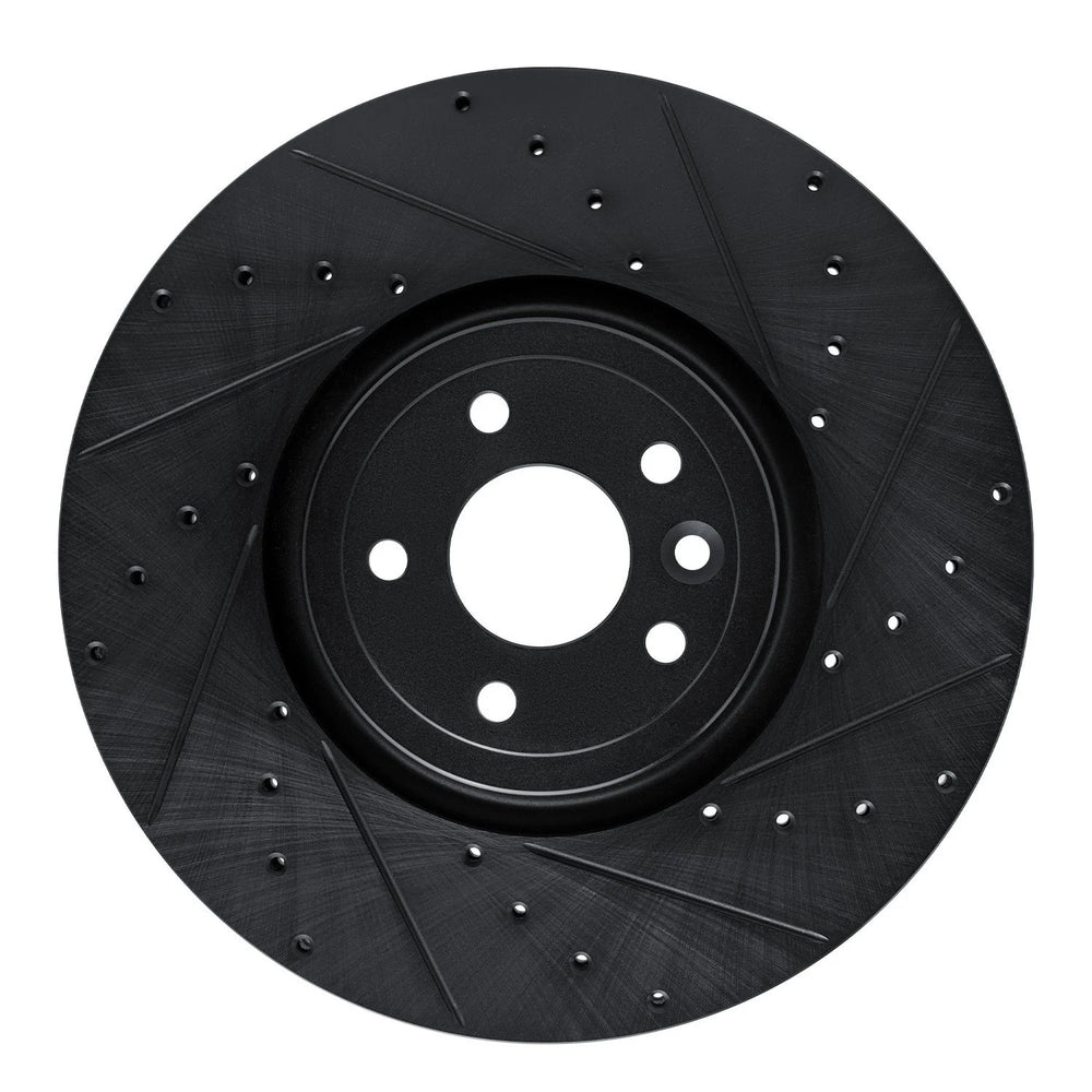 R1 16-24 Jaguar XF Front Right Drilled & Slotted Black Brake Rotor