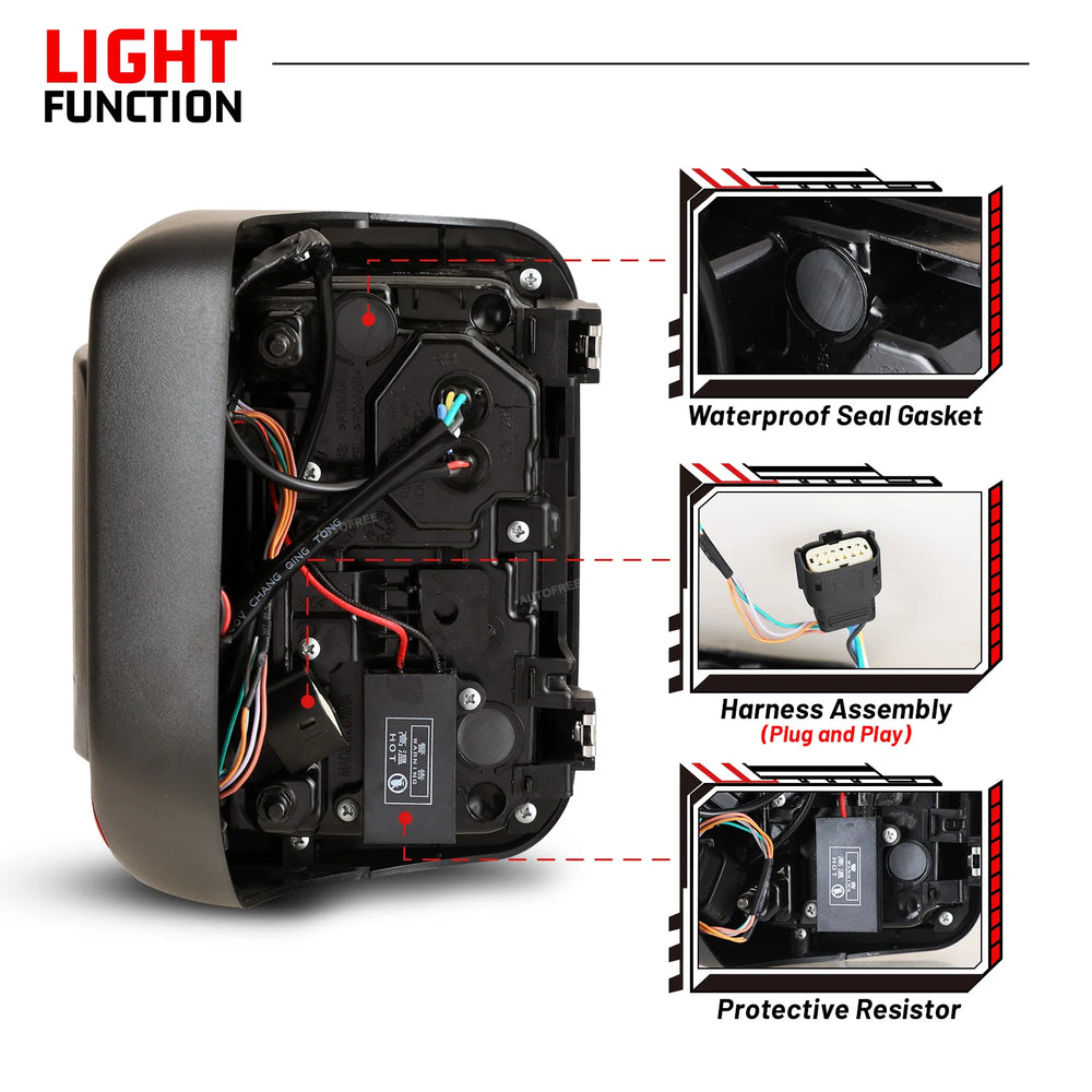 1924 JEEP GLADIATOR LED TAIL LIGHT V2 W/ LED SEQUENTIAL TURN SIGNAL/BRAKE (SET) (BLK/RED)
