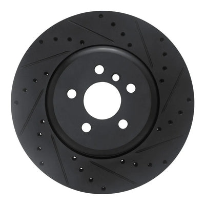 R1 17-25 BMW 330I Front Right Drilled & Slotted Black Brake Rotor
