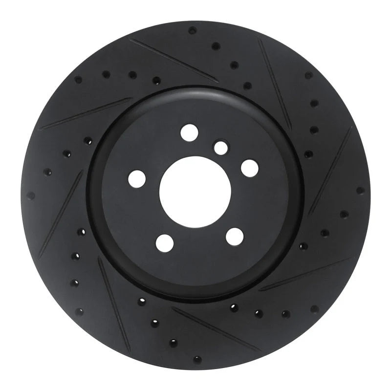 R1 17-25 BMW 330I Front Right Drilled & Slotted Black Brake Rotor