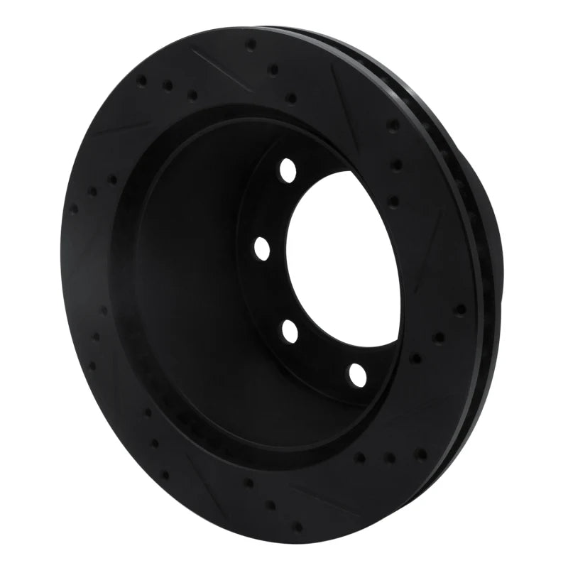 R1 00-02 Dodge Ram 2500 Rear Left Drilled & Slotted Black Brake Rotor