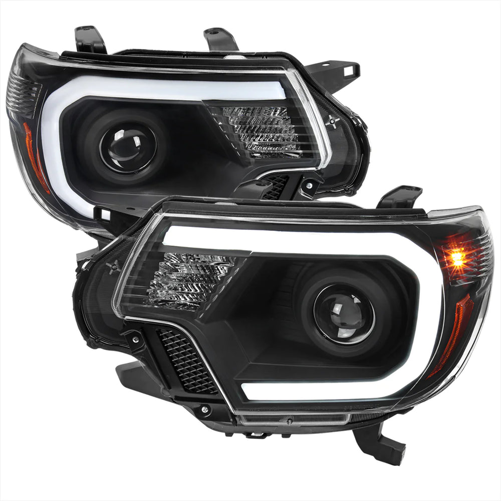 OE RETROFIT PROJECTOR HEADLIGHTS WITH LED BAR MATTE BLACK HOUSING AND CLEAR LENS