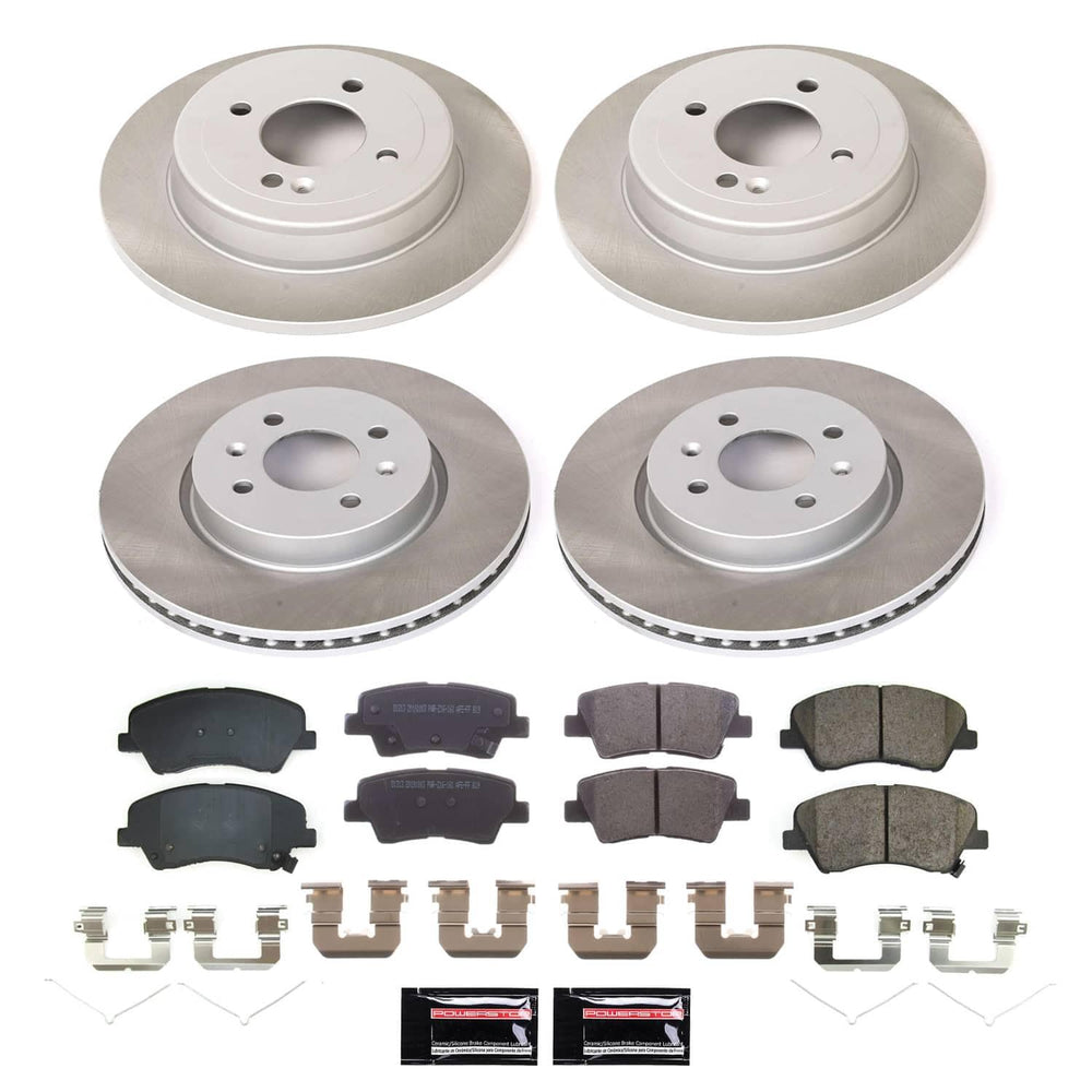 Power Stop 18-22 Hyundai Accent Front and Rear Semi-Coated Rotor Kit