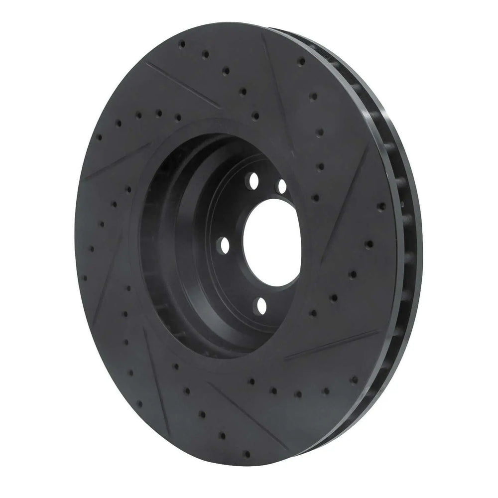 R1 07-08 BMW Alpina B7 Front Left Slotted Black Brake Rotor