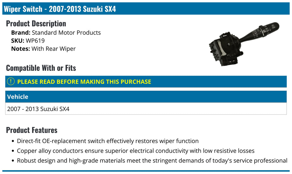 INTERMOTOR WINDSHIELD WIPER SWITCH