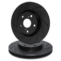 R1 03-11 Ford Crown Victoria Rear Drilled & Slotted Black Brake Rotor Set