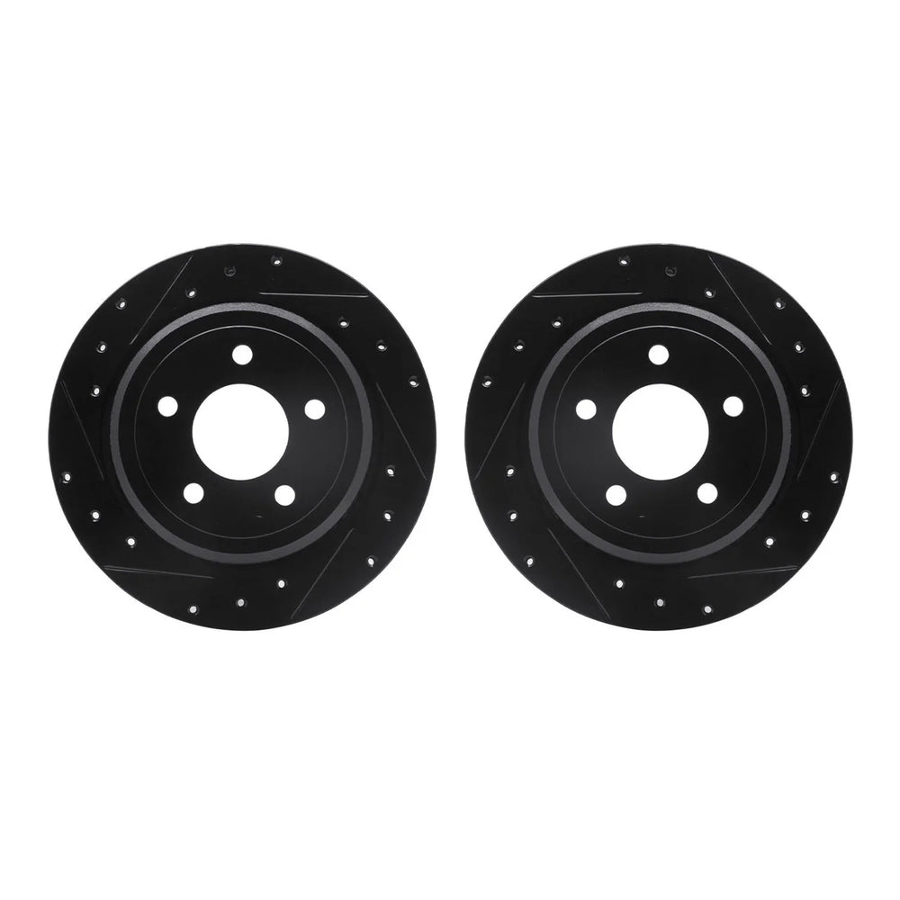 R1 03-11 Ford Crown Victoria Rear Drilled & Slotted Black Brake Rotor Set