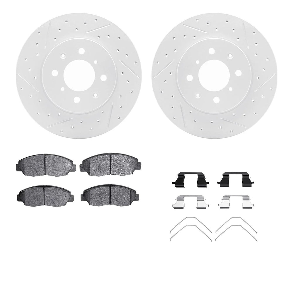 DFC 96-14 Acura EL Front Drilled & Slotted Geoperformance Rotors 5000 Advanced Brake Pads w/Hardware