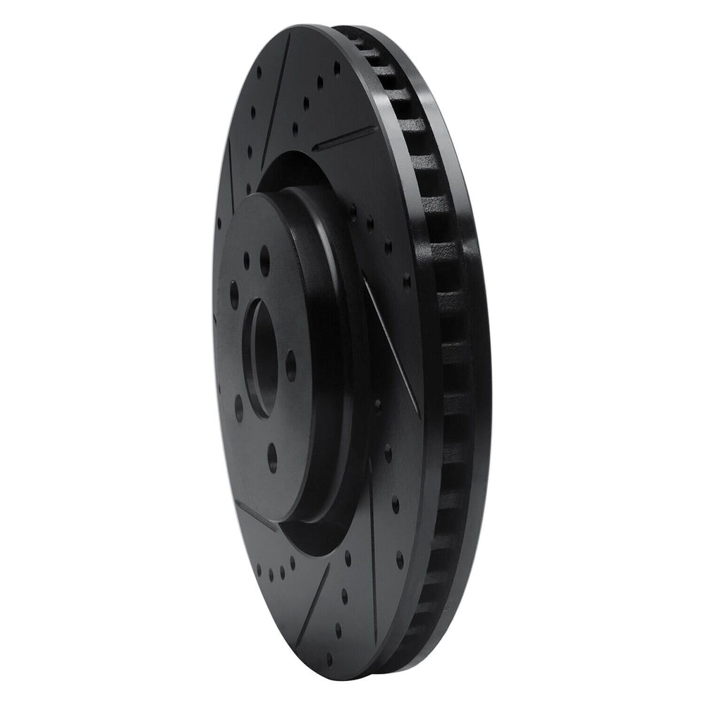 R1 15-21 Ford Edge Front Left Drilled & Slotted Black Brake Rotor