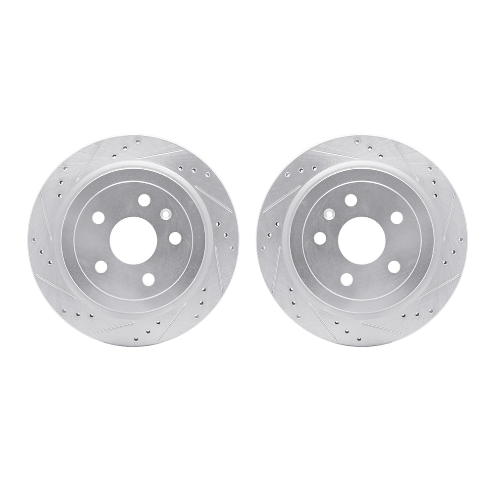 R1 08-19 Cadillac CTS Rear Drilled & Slotted Silver Brake Rotor Set