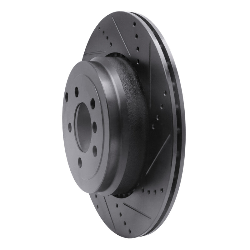 R1 10-12 Land Rover Range Rover Rear Right Drilled & Slotted Black Brake Rotor