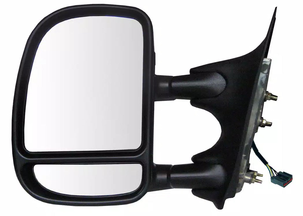 0005 FORD EXCURSION LH HEATED POWER FOLDAWAY OE MIRROR TXTRED BLK EXTENDABLE TOWING DUAL GLASS