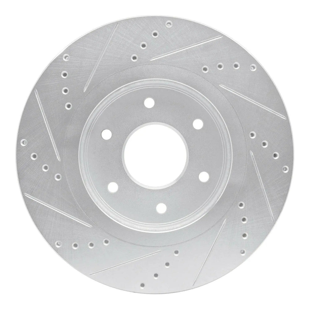 R1 05-07 Infiniti QX56 Front Left Drilled & Slotted Silver Brake Rotor