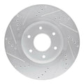 R1 05-07 Infiniti QX56 Front Left Drilled & Slotted Silver Brake Rotor