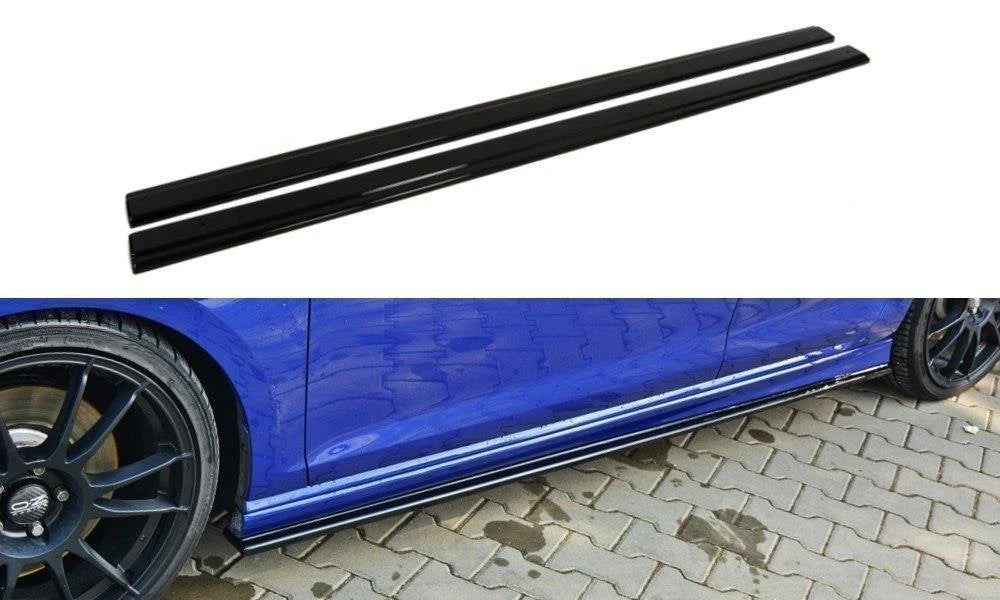 Maxton Gloss Black Side Skirt Diffusers VW 14-17 Golf R Mk7