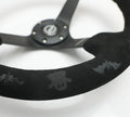 NRG Reinforced Suede Sport Steering Wheel 350mm / 3in Deep w/ Spooky Embroidery
