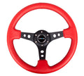 NRG Reinforced Suede Sport Steering Wheel 350mm / 3in Deep w/ Spooky Embroidery
