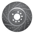 R1 08-11 Saab 9-3 Front Right Drilled & Slotted Silver Brake Rotor