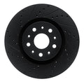 R1 14-25 Cadillac CTS Front Left Drilled & Slotted Black Brake Rotor