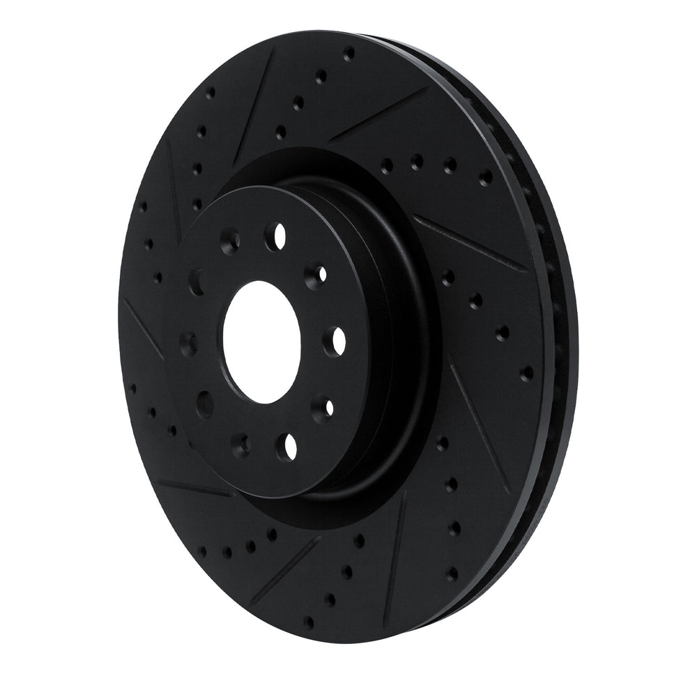 R1 14-25 Cadillac CTS Front Left Drilled & Slotted Black Brake Rotor