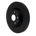 R1 14-25 Cadillac CTS Front Left Drilled & Slotted Black Brake Rotor