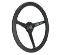 NRG Reinforced Stealth Wheel (380mm) 3 Spoke Center 1in Deep Dish - Perforated Leather Black Stitch