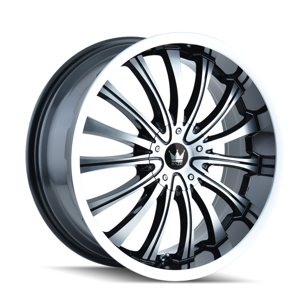 ~(34 lbs. 20X20X10)~ MAZZI 351 BLACK/MACHINED FACE/MACHINED LIP 18X7.5 5-100/5-114.3 40MM 72.62MM