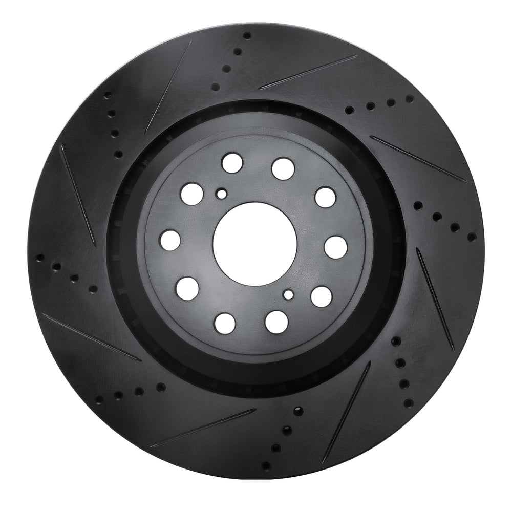 R1 07-21 Lexus LS460 Left Front Drilled Black Brake Rotor