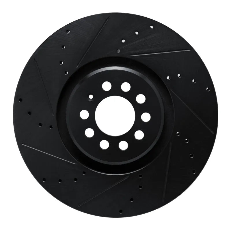 R1 04-06 Audi TT Quattro Left Front Drilled & Slotted Black Brake Rotor