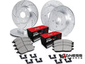 R1 Concepts Black Slotted Rotors with 5000 Oep Brake Pads Hdw Fits Fiat 500X