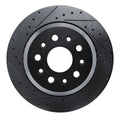 R1 20-25 Jeep Gladiator Rear Left Drilled & Slotted Black Brake Rotor