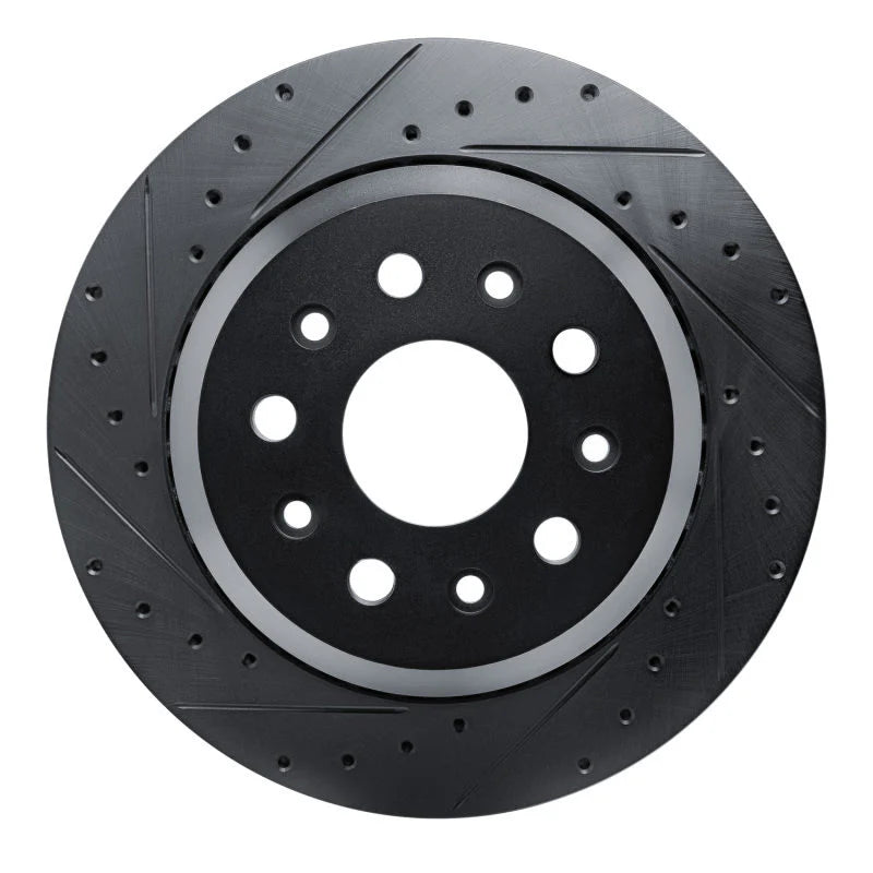 R1 20-25 Jeep Gladiator Rear Right Drilled & Slotted Black Brake Rotor