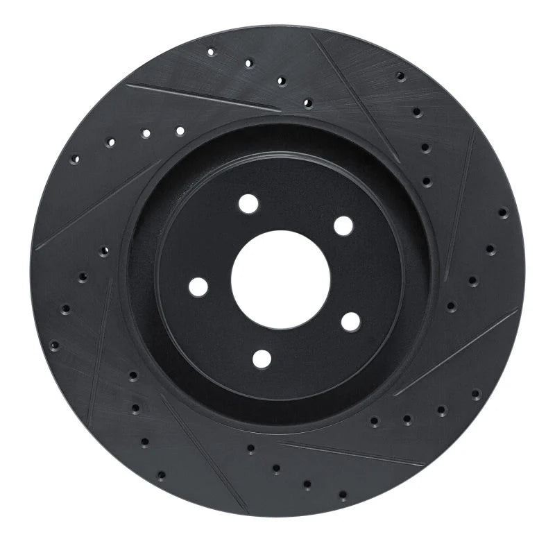 R1 2022-2025 Infiniti QX60 Front Right Drilled & Slotted Black Brake Rotor