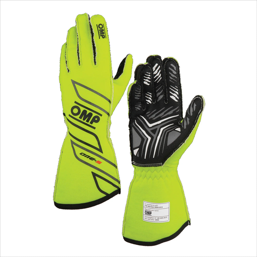 OMP ONE-S GLOVES my2025 FIA 8856-2018 FLUO YELLOW SZ S
