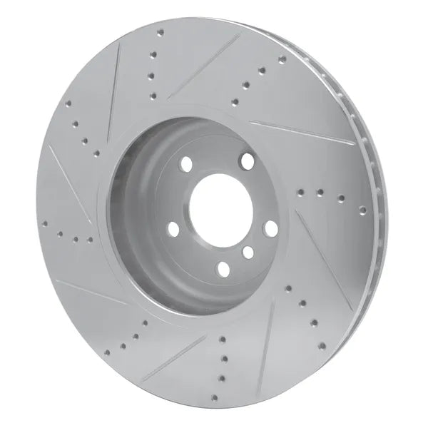 DFC 09-17 BMW 750Li Right Front Drilled & Slotted Silver Brake Rotor