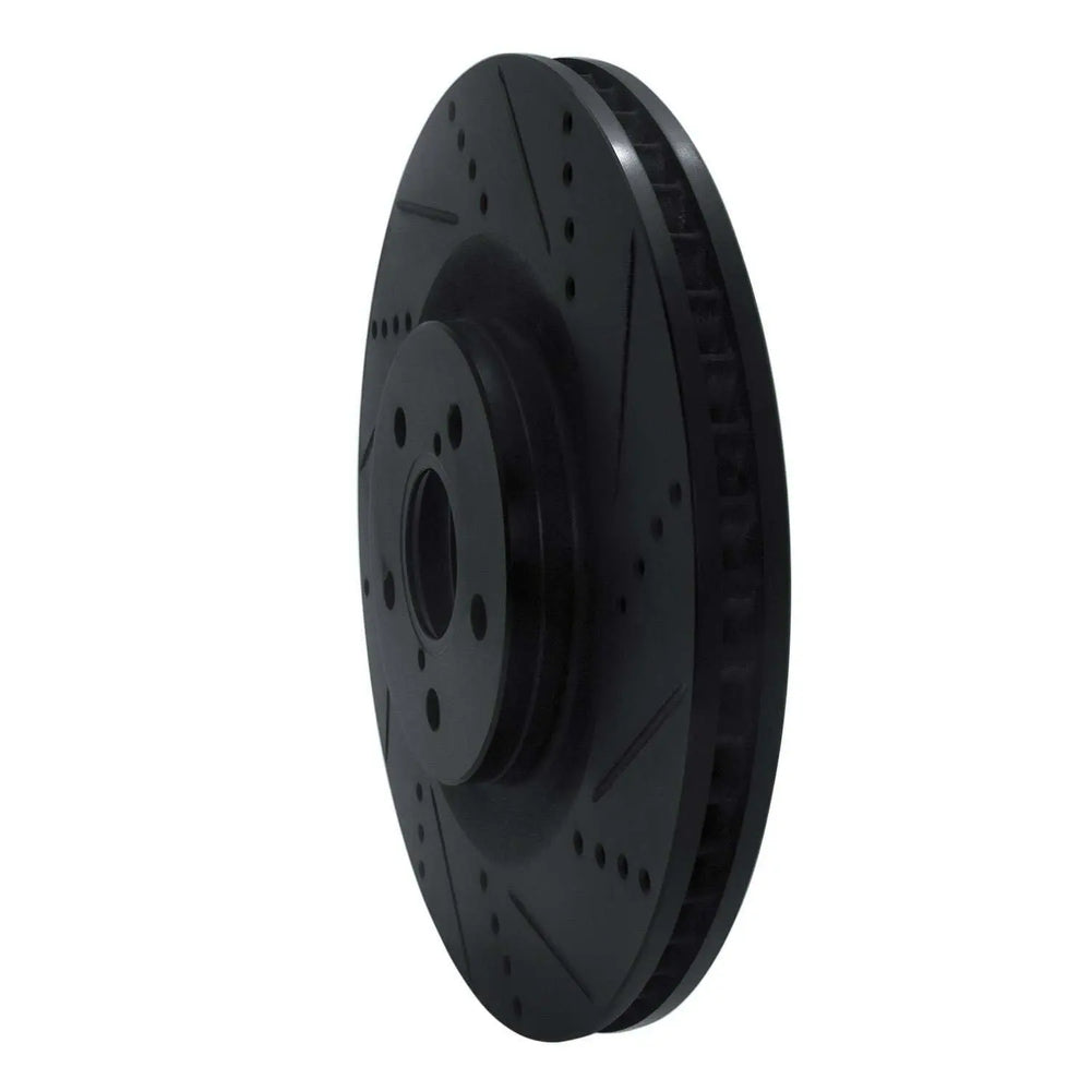 R1 13-20 Lexus Gs450H Left Front Drilled & Slotted Black Brake Rotor