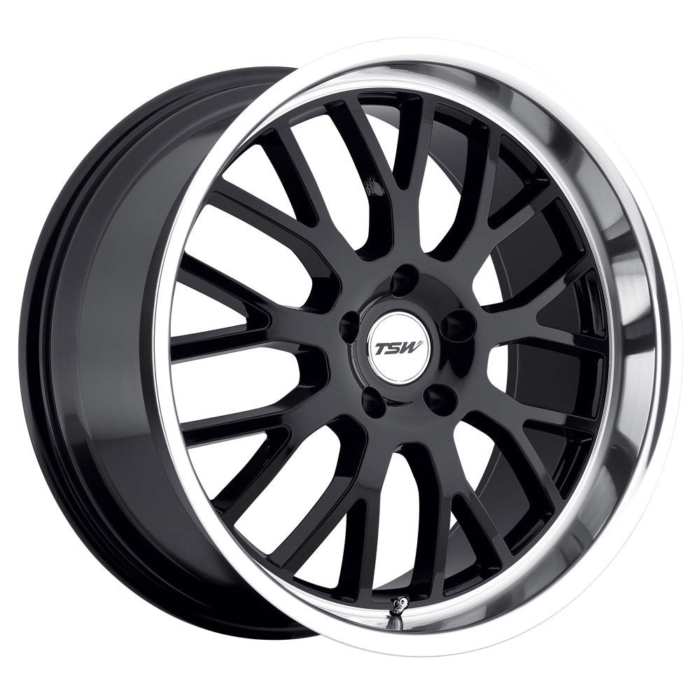 ~(28 lbs. 19X19X10)~ TSW TREMBLANT 17x8.0 5/120 ET20 CB76.1 GLOSS BLACK W/MIRROR CUT LIP