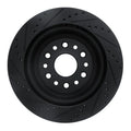 R1 19-25 Ram 1500 Rear Right Drilled & Slotted Black Brake Rotor