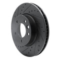 R1 03-18 Porsche Cayenne Right Front Drilled & Slotted Black Brake Rotor