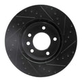 R1 03-18 Porsche Cayenne Right Front Drilled & Slotted Black Brake Rotor